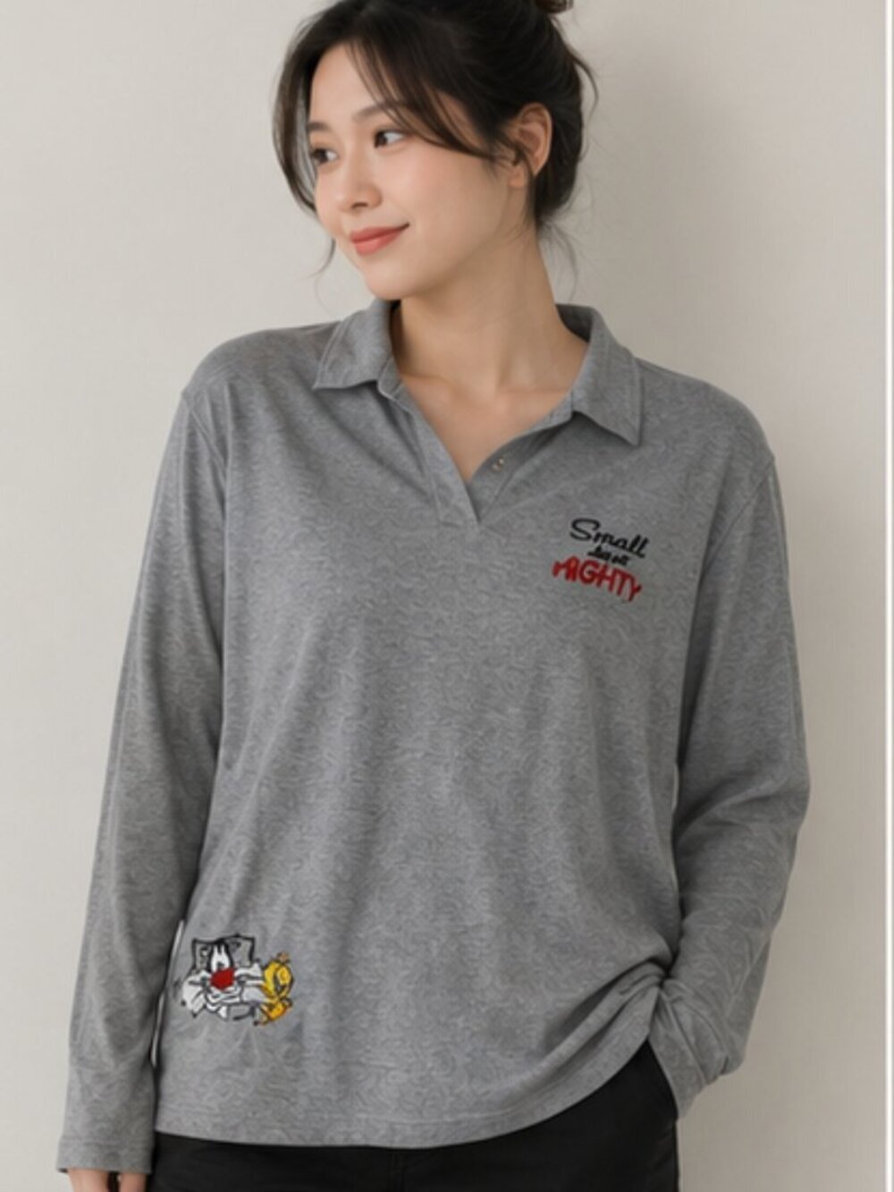 Looney tunes tee large 3/4 sleeve collar